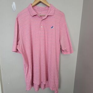 B. DRADDY Pique Stretch Golf Polo Pink with Blue Stripes XL